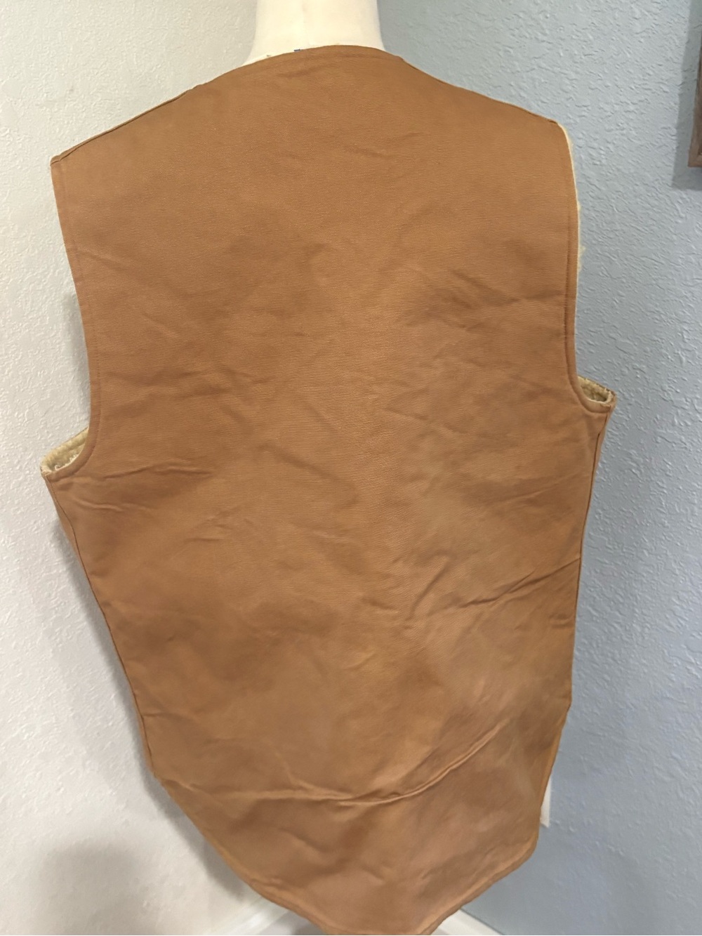 Vtg 80s/90s Carhartt 6SVT Sherpa Lined Duck Canvas Vest Brown Made in USA - XLT - Picture 7 of 9